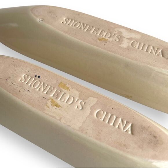 Vintage Shonfelds China 9” Stoneware Olive Boat Charcuterie Long Server Set - Picture 15 of 15